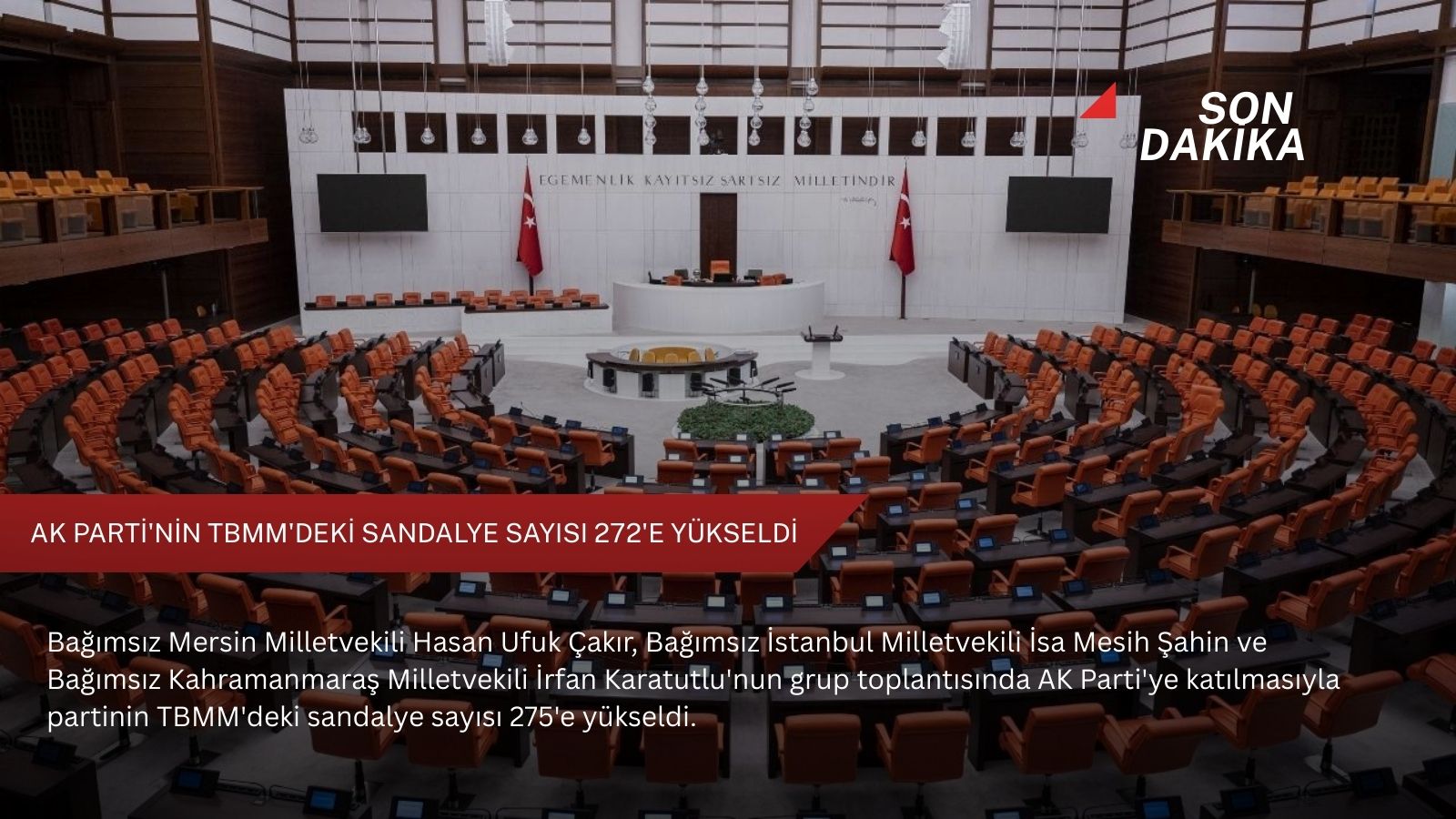AK Parti'nin TBMM'deki sandalye sayısı 272'e yükseldi