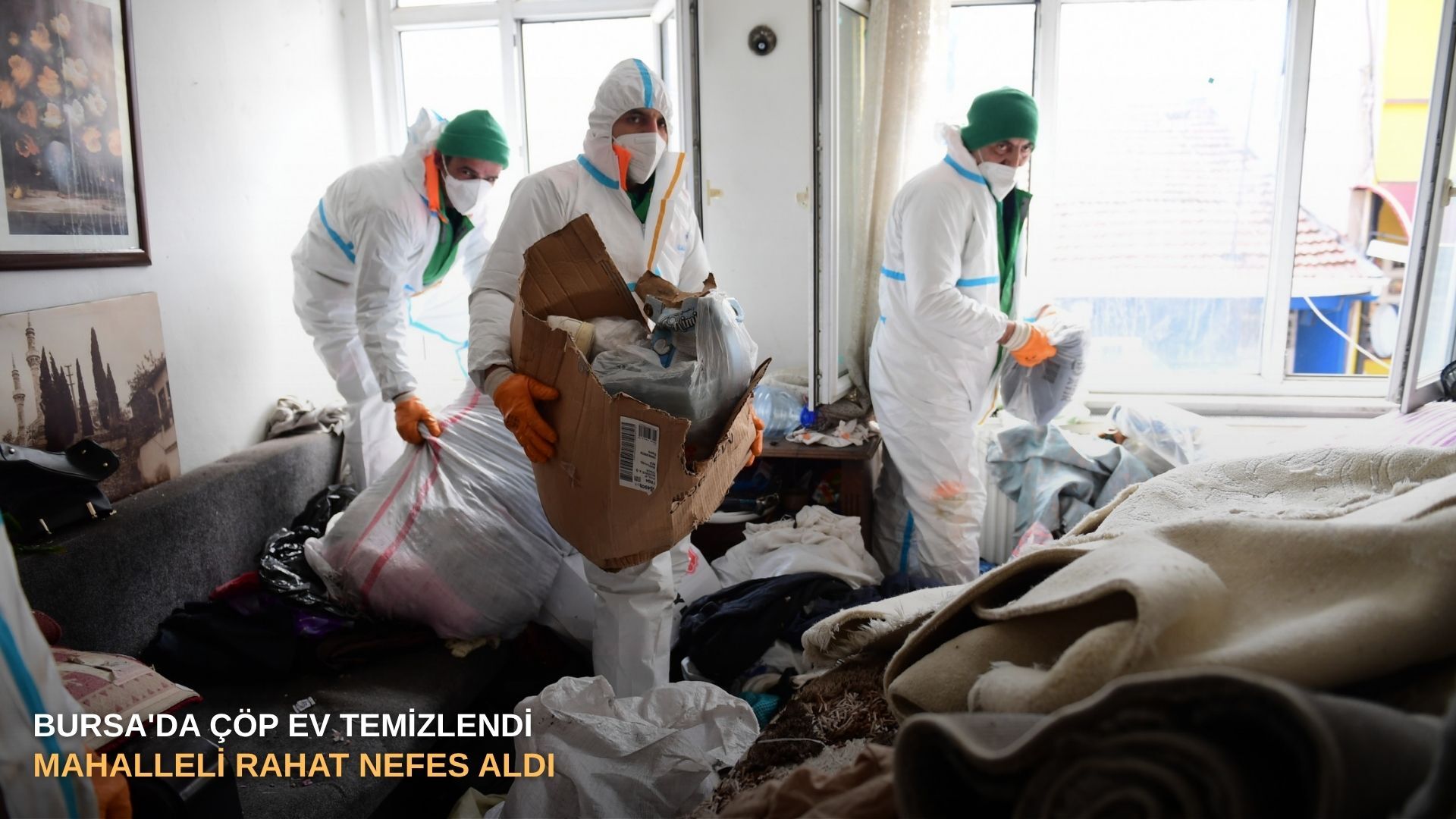 Bursa'da çöp ev temizlendi mahalleli rahat nefes aldı