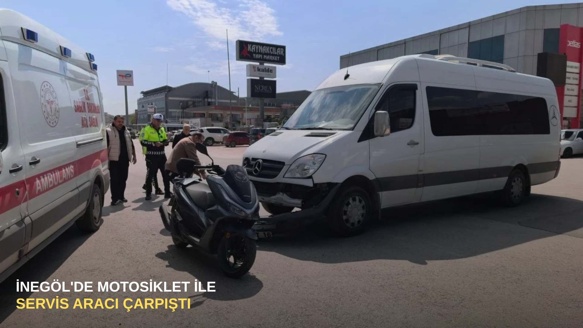 İnegöl'de motosiklet ile servis aracı çarpıştı