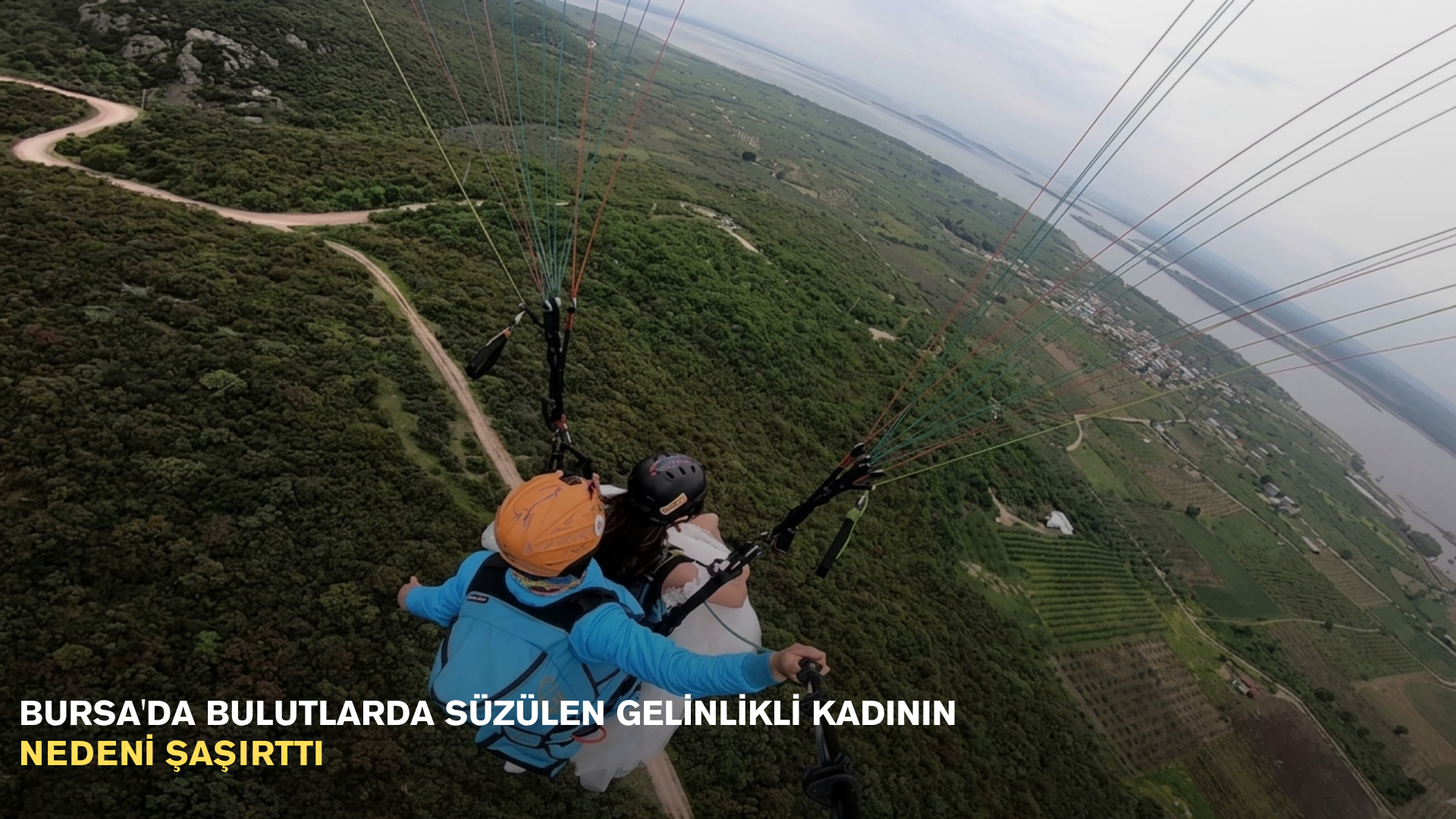 Bursa'da bulutlarda süzülen gelinlikli kadının nedeni şaşırttı