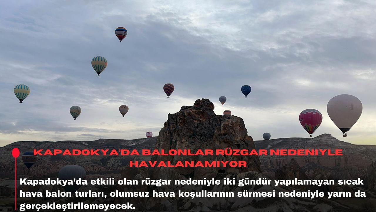 Kapadokya’da balonlar rüzgar nedeniyle havalanamıyor