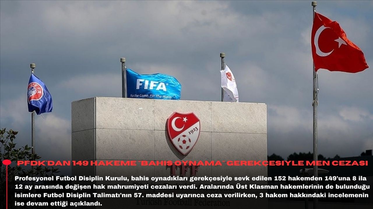 PFDK'dan 149 hakeme "bahis oynama" gerekçesiyle men cezası