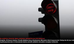 Elazığ'da trafik ışıklarında 'şiddete hayır' mesajı