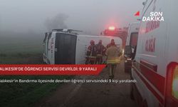 Balıkesir'de öğrenci servisi devrildi: 9 yaralı