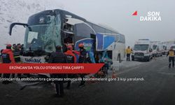 Erzincan'da yolcu otobüsü tıra çarptı