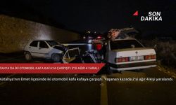 Kütahya'da iki otomobil kafa kafaya çarpıştı: 2'si ağır 4 yaralı