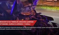 Mudanya’da temizlik aracına çarpan otomobil hurdaya döndü: 1 yaralı