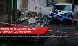 İzmir'de bir binadaki iki balkon otomobilin üzerine çöktü