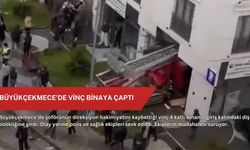 Büyükçekmece’de vinç binaya çaptı