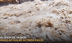 Nilüfer’de taşkın, araçlar sular altında kaldı