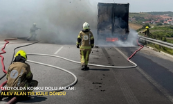 Otoyolda korku dolu anlar: Alev alan tır küle döndü