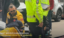 Paket serviste korkutan kaza: Çarpışmanın şiddetiyle savruldu