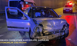 Ankara Caddesi'nde bariyerlere savrulan otomobilde can pazarı