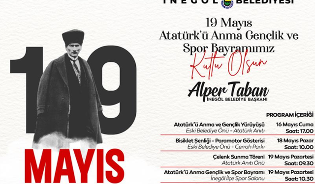 İnegöl Belediyesi'nden 19 Mayıs Programlarına Davet