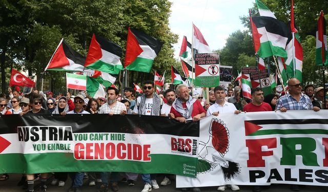 Avusturya'da Filistin'e destek gösterisi