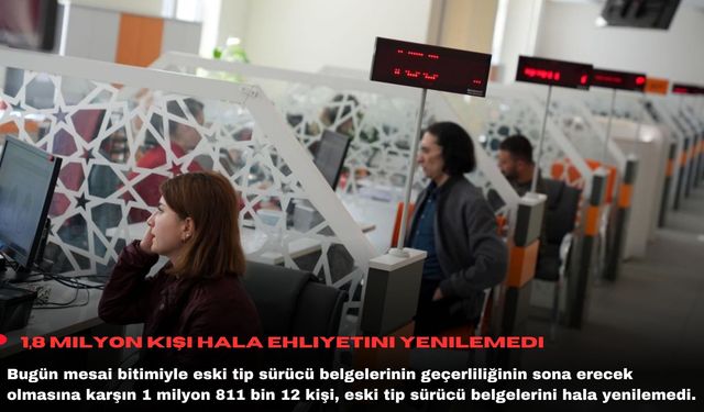 1,8 milyon kişi hala ehliyetini yenilemedi