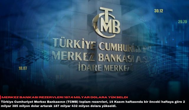 Merkez Bankası rezervleri 187,4 milyar dolara yükseldi