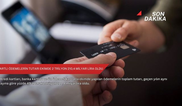 Kartlı ödemelerin tutarı ekimde 2 trilyon 210,4 milyar lira oldu