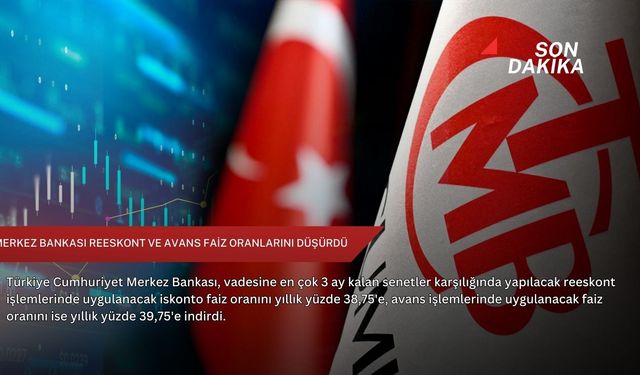 Merkez Bankası reeskont ve avans faiz oranlarını düşürdü