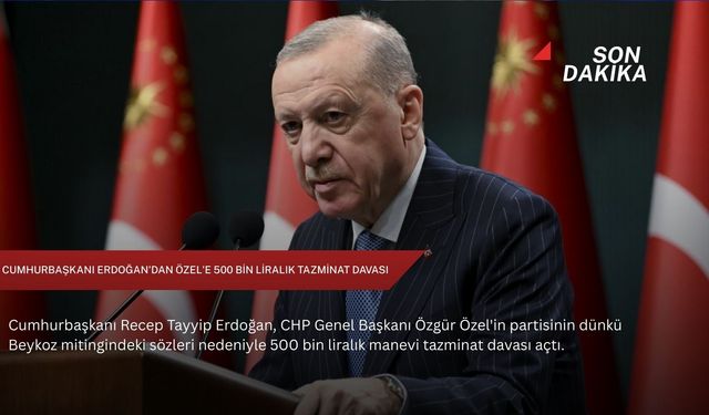 Cumhurbaşkanı Erdoğan'dan Özel'e 500 bin liralık tazminat davası