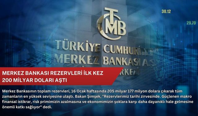 Merkez Bankası rezervleri ilk kez 200 milyar doları aştı