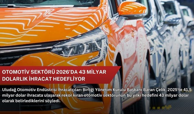 Otomotiv sektörü 2026'da 43 milyar dolarlık ihracat hedefliyor