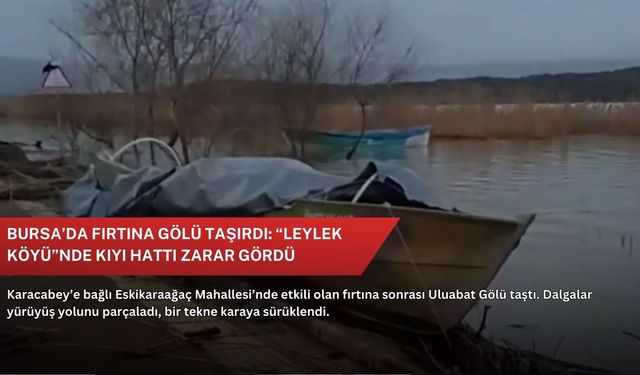 Bursa’da fırtına gölü taşırdı: “Leylek Köyü”nde kıyı hattı zarar gördü