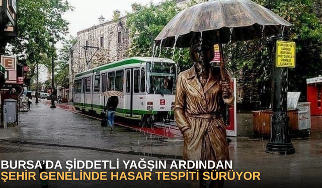 Bursa’da şiddetli yağışın ardından şehir genelinde hasar tespiti sürüyor