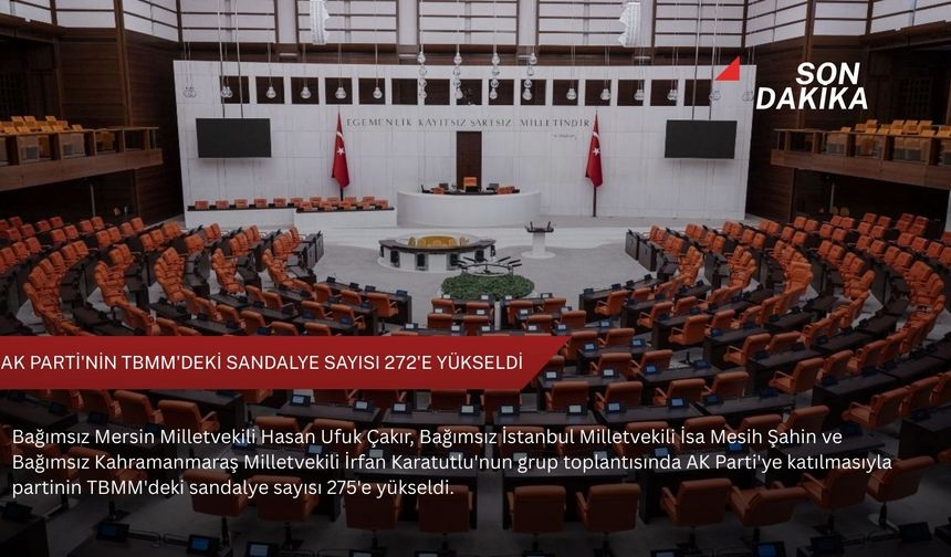 AK Parti'nin TBMM'deki sandalye sayısı 272'e yükseldi