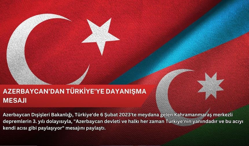 Azerbaycan'dan Türkiye'ye dayanışma mesajı