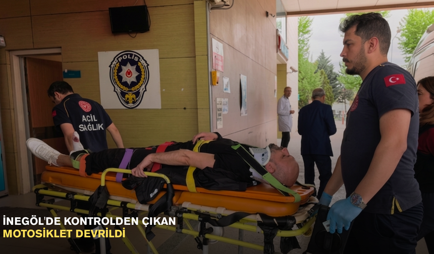 İnegöl'de kontrolden çıkan motosiklet devrildi
