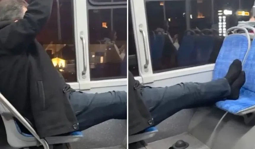 Bursa’da otobüste tepki çeken hareket! Ayakkabılarını çıkarıp ayaklarını koltuğa uzattı